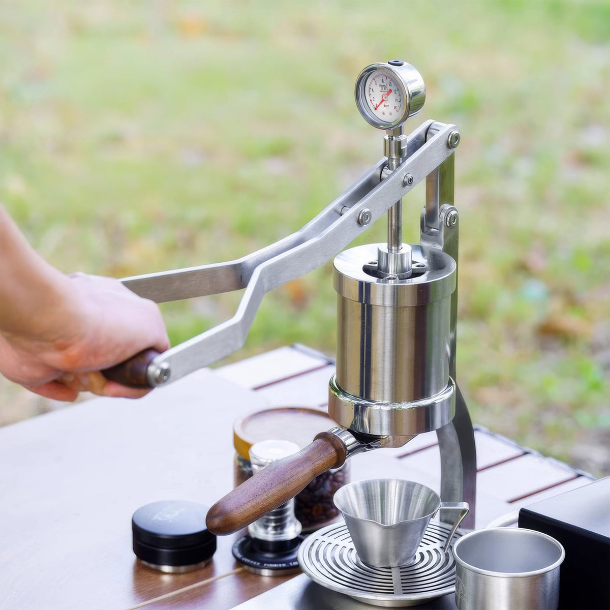 ALM KOPi 2P Manual Lever Espresso Machine | Stainless Steel Base & Drip Tray