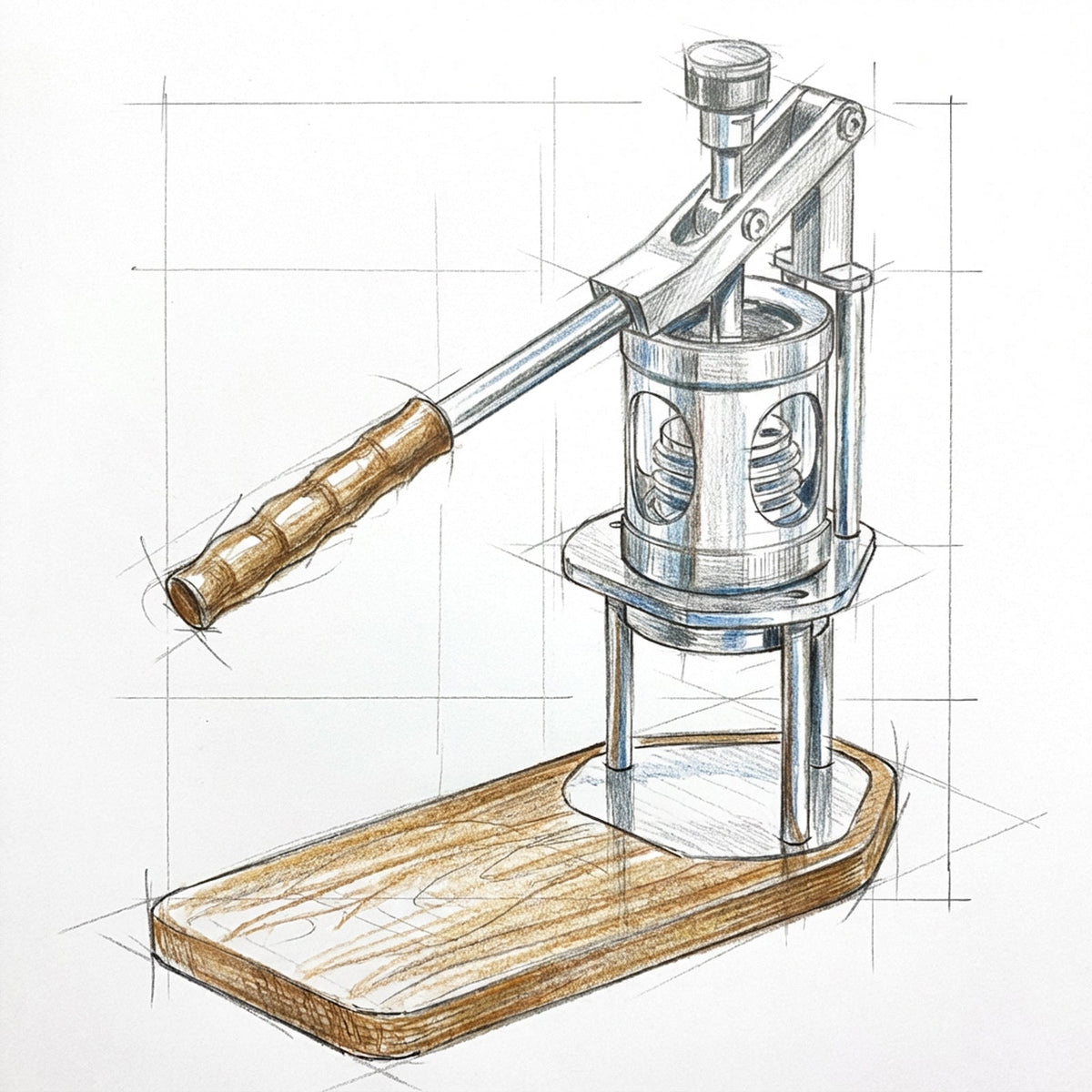ALM KOPi Manual Lever Espresso Machine - 58mm Technical Draft Drawing
